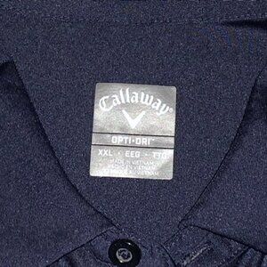 Callaway Polo Golf Shirt Mens 2XL White/Blue Opti-Dri Cool Pattern